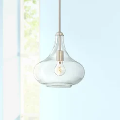 Possini Euro Belford 11" Brushed Nickel Handcrafted Glass Mini Pendant