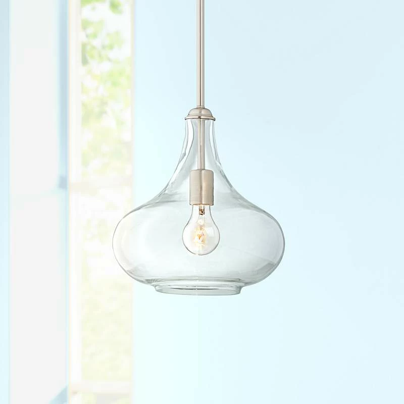 Possini Euro Belford 11" Brushed Nickel Handcrafted Glass Mini Pendant 3 Possini Euro Belford 11" Brushed Nickel Handcrafted Glass Mini Pendant