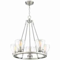 Possini Euro Bellis 24 1/2" Brushed Nickel 5-Light Ring Chandelier -Outlet The Radiantix Store possini euro bellis 24 and one half inch brushed nickel 5 light ring chandelier 39r15views4
