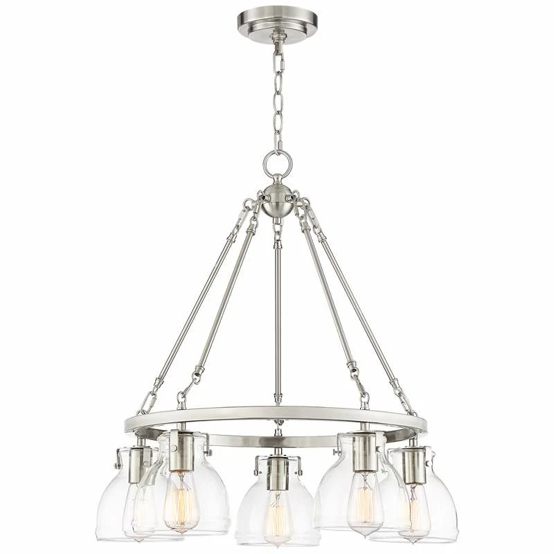Possini Euro Bellis 24" Wide Brushed Nickel 5-Light Pendant 4 Possini Euro Bellis 24" Wide Brushed Nickel 5-Light Pendant - Image 2