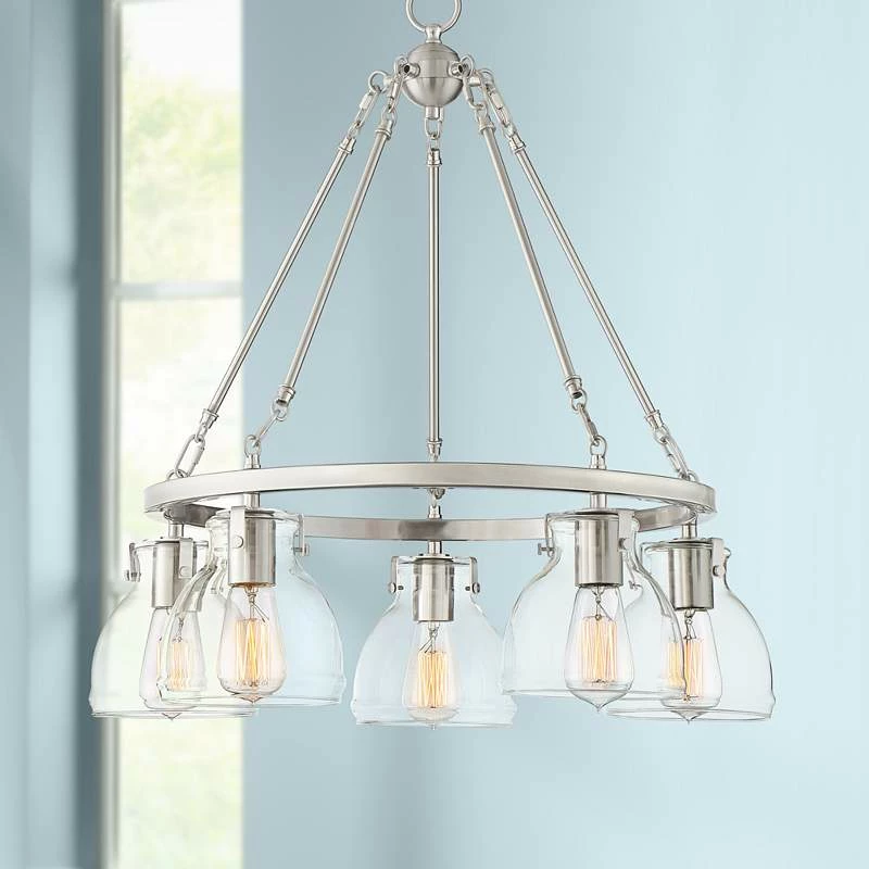 Possini Euro Bellis 24" Wide Brushed Nickel 5-Light Pendant 3 Possini Euro Bellis 24" Wide Brushed Nickel 5-Light Pendant