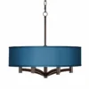 Possini Euro Blue Faux Silk Ava 6-Light Bronze Pendant Chandelier