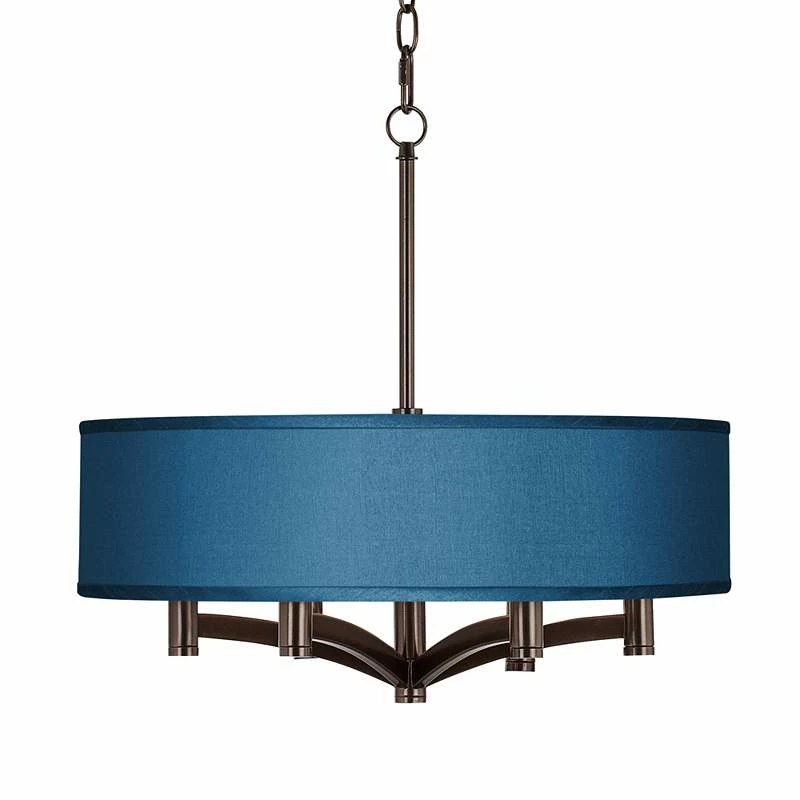 Possini Euro Blue Faux Silk Ava 6-Light Bronze Pendant Chandelier 3 Possini Euro Blue Faux Silk Ava 6-Light Bronze Pendant Chandelier