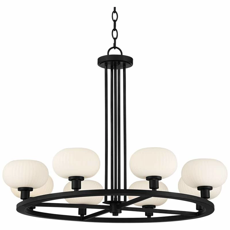 Possini Euro Brennan 31" Wide Matte Black 8-Light Chandelier 4 Possini Euro Brennan 31" Wide Matte Black 8-Light Chandelier - Image 2