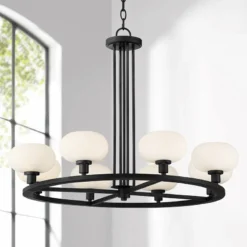 Possini Euro Brennan 31" Wide Matte Black 8-Light Chandelier