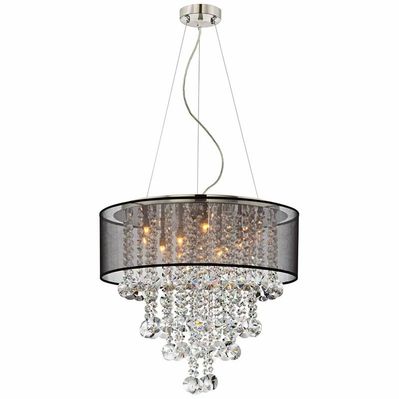 Possini Euro Bretton 22" Wide Brushed Nickel Crystal Chandelier 5 Possini Euro Bretton 22" Wide Brushed Nickel Crystal Chandelier - Image 3
