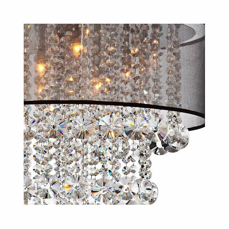 Possini Euro Bretton 22" Wide Brushed Nickel Crystal Chandelier 6 Possini Euro Bretton 22" Wide Brushed Nickel Crystal Chandelier - Image 4
