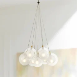 Possini Euro Calrissen 12" Wide Gold And Glass 7-Light Globe Pendant