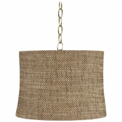 Possini Euro Dortmund 14" Wide Antique Brass Shaded Pendant Light