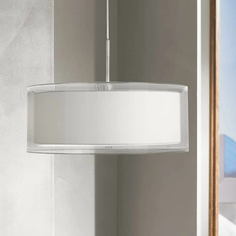 Possini Euro Double Drum 20" Wide White Pendant Light 4 Possini Euro Double Drum 20" Wide White Pendant Light - Image 2