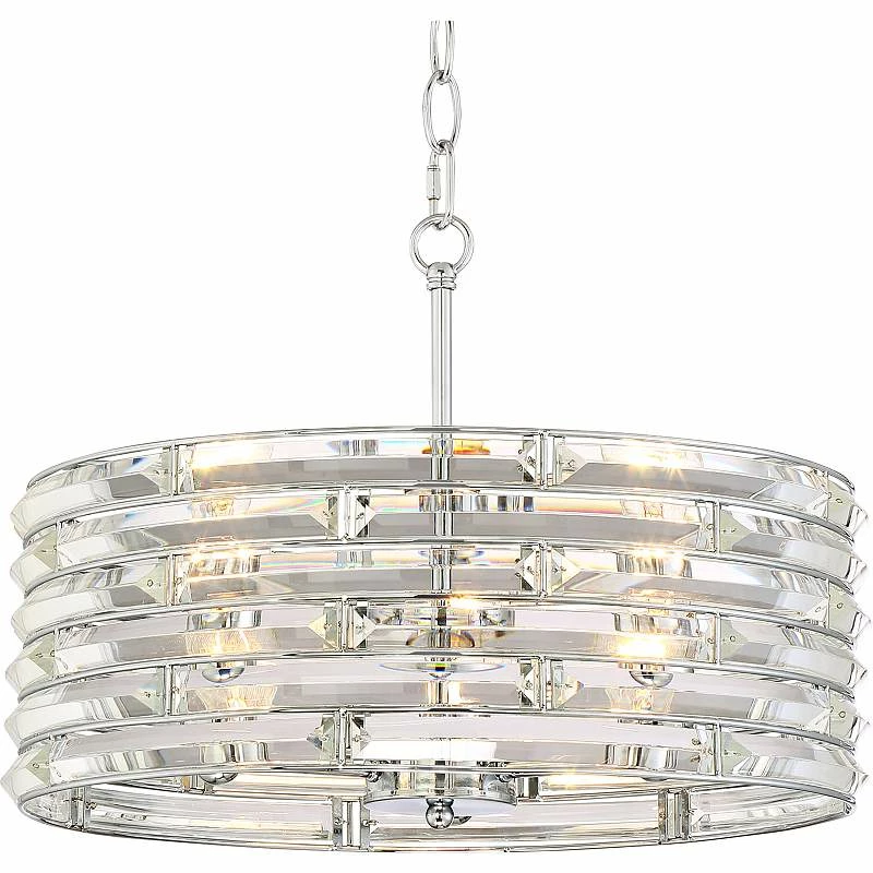 Possini Euro Ebbets 18" Wide Chrome Round Pendant Light 5 Possini Euro Ebbets 18" Wide Chrome Round Pendant Light - Image 3