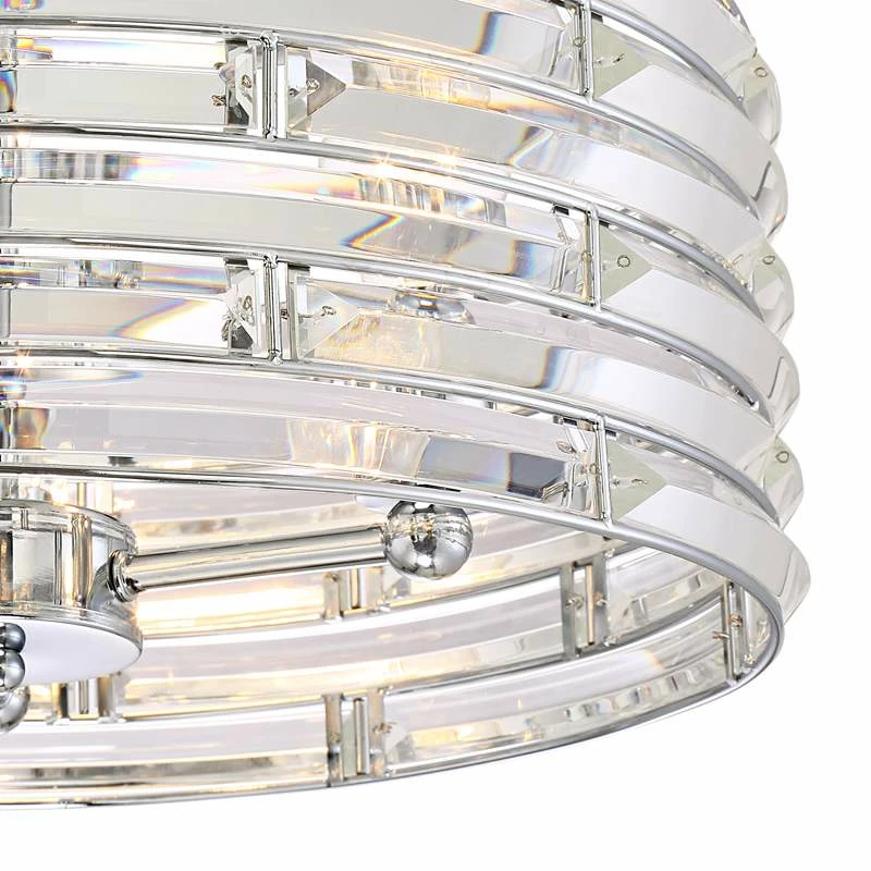 Possini Euro Ebbets 18" Wide Chrome Round Pendant Light 6 Possini Euro Ebbets 18" Wide Chrome Round Pendant Light - Image 4