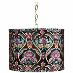 Possini Euro Embroidery 15" Wide Antique Brass Pendant Light