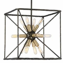 Possini Euro Gantz 15" Bronze-Brass 12-Light Square Modern Pendant -Outlet The Radiantix Store possini euro gantz 15 inch bronze brass 12 light square modern pendant 45h31views2