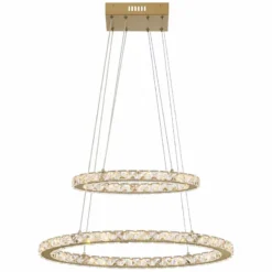 Possini Euro Glenna 23 1/4" Wide Gold 2-Ring Oval LED Pendant Light -Outlet The Radiantix Store possini euro glenna 23 and one quarter inch wide gold 2 ring oval led pendant light 496n1