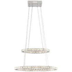 Possini Euro Glenna 23 3/4" Wide Chrome 2-Ring LED Pendant Light -Outlet The Radiantix Store possini euro glenna 23 and three quarter inch wide chrome 2 ring led pendant light 64x10views3