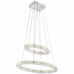 Possini Euro Glenna 23 3/4" Wide Chrome 2-Ring LED Pendant Light -Outlet The Radiantix Store possini euro glenna 23 and three quarter inch wide chrome 2 ring led pendant light 64x10views4