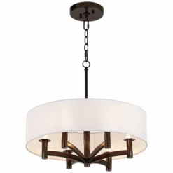 Possini Euro Gray Faux Silk Ava 6-Light Bronze Pendant Chandelier -Outlet The Radiantix Store possini euro gray faux silk ava 6 light bronze pendant chandelier 9v433views2