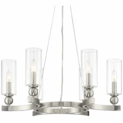 Possini Euro Hobbes 24 1/4" Wide Satin Nickel 6-Light Ring Chandelier -Outlet The Radiantix Store possini euro hobbes 24 and one quarter inch wide satin nickel 6 light ring chandelier 91x48