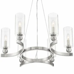 Possini Euro Hobbes 24 1/4" Wide Satin Nickel 6-Light Ring Chandelier -Outlet The Radiantix Store possini euro hobbes 24 and one quarter inch wide satin nickel 6 light ring chandelier 91x48views3