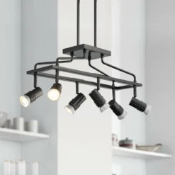 Possini Euro James 23 3/4" Wide Gloss Black 6-Light Island Chandelier