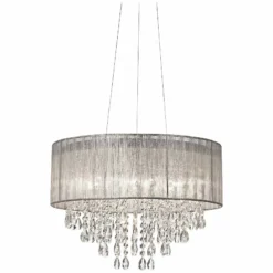 Possini Euro Jolie 20" Wide Silver Fabric Crystal Chandelier -Outlet The Radiantix Store possini euro jolie 20 inch wide silver fabric crystal chandelier w7974