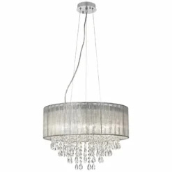 Possini Euro Jolie 20" Wide Silver Fabric Crystal Chandelier -Outlet The Radiantix Store possini euro jolie 20 inch wide silver fabric crystal chandelier w7974views3