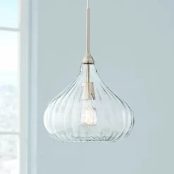 Possini Euro Major 12 1/2" Nickel And Clear Glass LED Pendant Light