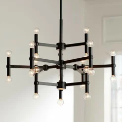 Possini Euro Marya 31 1/2" Wide Semi Gloss Black 24-Light Chandelier