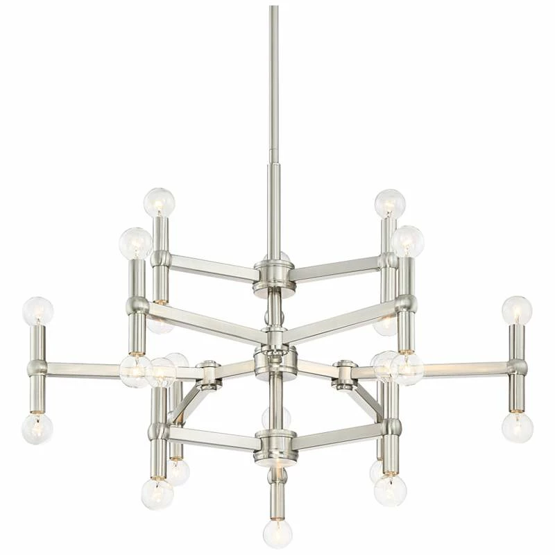 Possini Euro Marya 32"W Brushed Nickel 24-Light Chandelier 4 Possini Euro Marya 32"W Brushed Nickel 24-Light Chandelier - Image 2