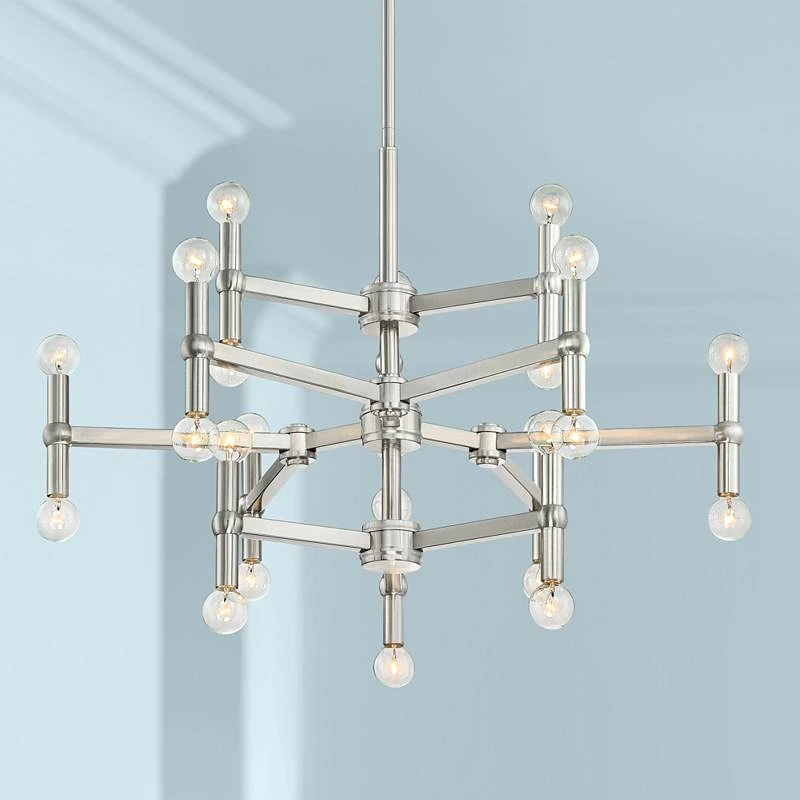 Possini Euro Marya 32"W Brushed Nickel 24-Light Chandelier 3 Possini Euro Marya 32"W Brushed Nickel 24-Light Chandelier