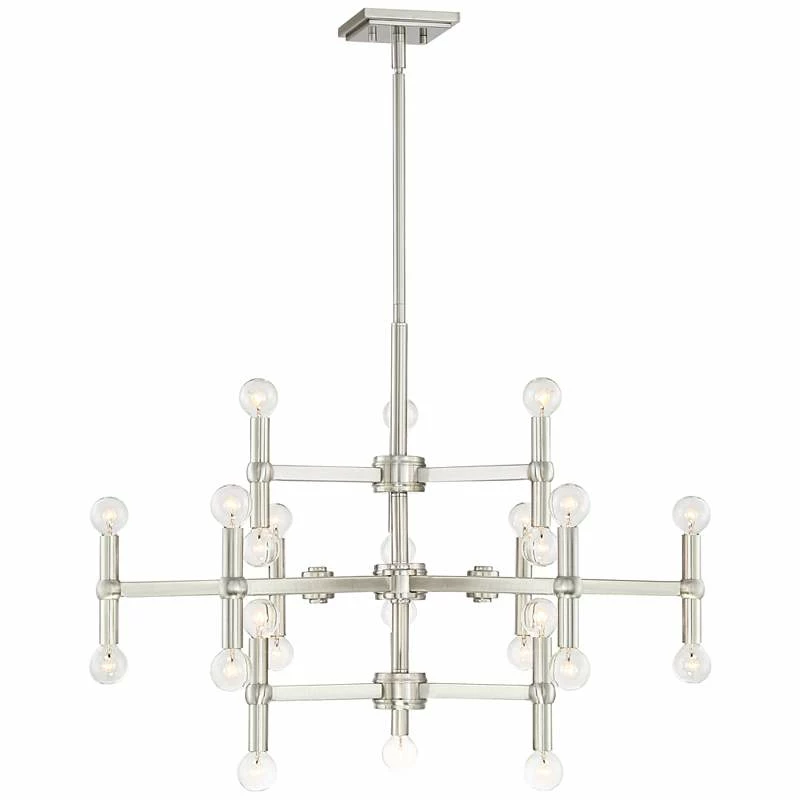 Possini Euro Marya 32"W Brushed Nickel 24-Light Chandelier 7 Possini Euro Marya 32"W Brushed Nickel 24-Light Chandelier - Image 5