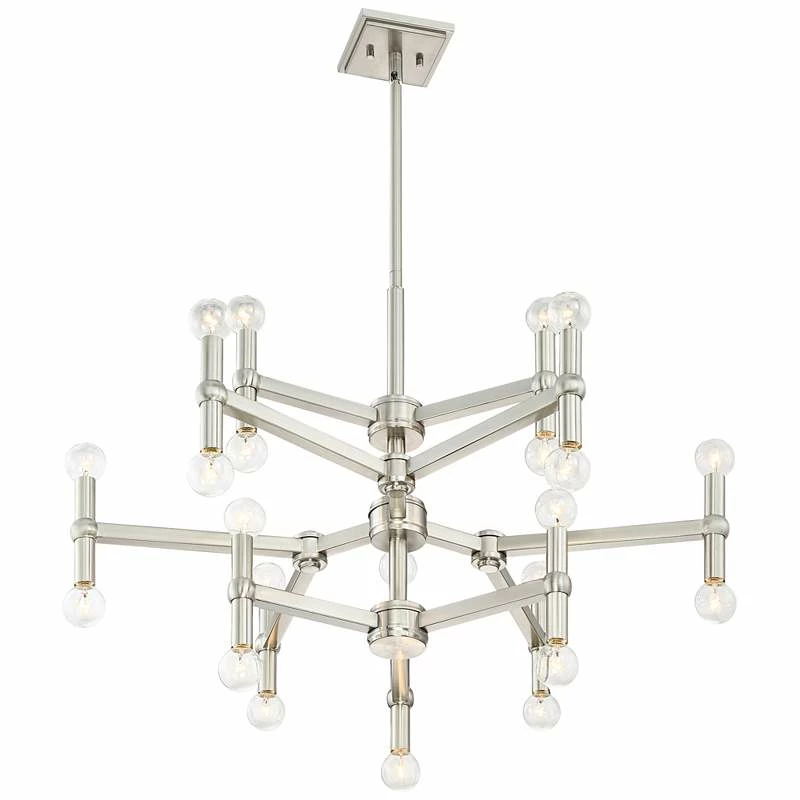 Possini Euro Marya 32"W Brushed Nickel 24-Light Chandelier 8 Possini Euro Marya 32"W Brushed Nickel 24-Light Chandelier - Image 6