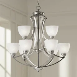 Possini Euro Milbury 30" Wide Satin Nickel 9-Light Chandelier