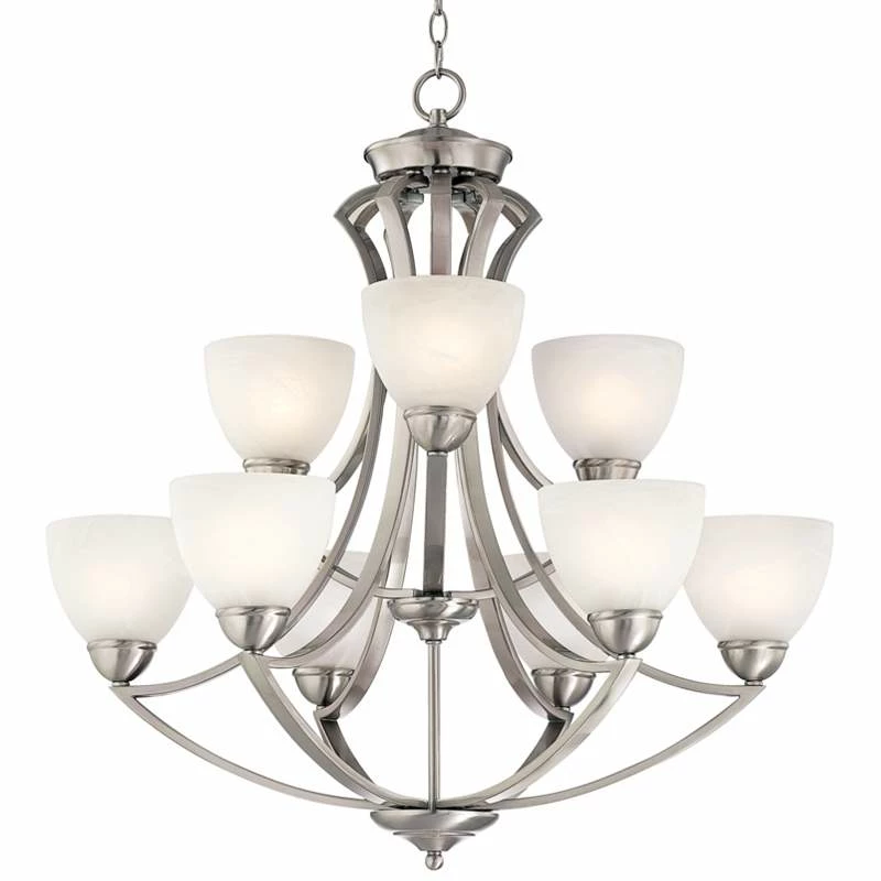 Possini Euro Milbury 30" Wide Satin Nickel 9-Light Chandelier 6 Possini Euro Milbury 30" Wide Satin Nickel 9-Light Chandelier - Image 4