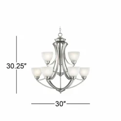 Possini Euro Milbury 30" Wide Satin Nickel 9-Light Chandelier 11 Possini Euro Milbury 30" Wide Satin Nickel 9-Light Chandelier -Outlet The Radiantix Store possini euro milbury 30 inch wide satin nickel 9 light chandelier p0508views3