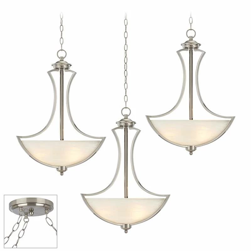 Possini Euro Milbury Brushed Nickel 3-Light Swag Chandelier 3 Possini Euro Milbury Brushed Nickel 3-Light Swag Chandelier