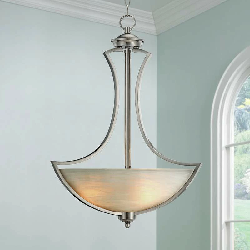 Possini Euro Milbury Brushed Nickel 3-Light Swag Chandelier 9 Possini Euro Milbury Brushed Nickel 3-Light Swag Chandelier - Image 7