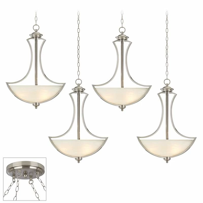 Possini Euro Milbury Brushed Nickel 4-Light Swag Chandelier 3 Possini Euro Milbury Brushed Nickel 4-Light Swag Chandelier