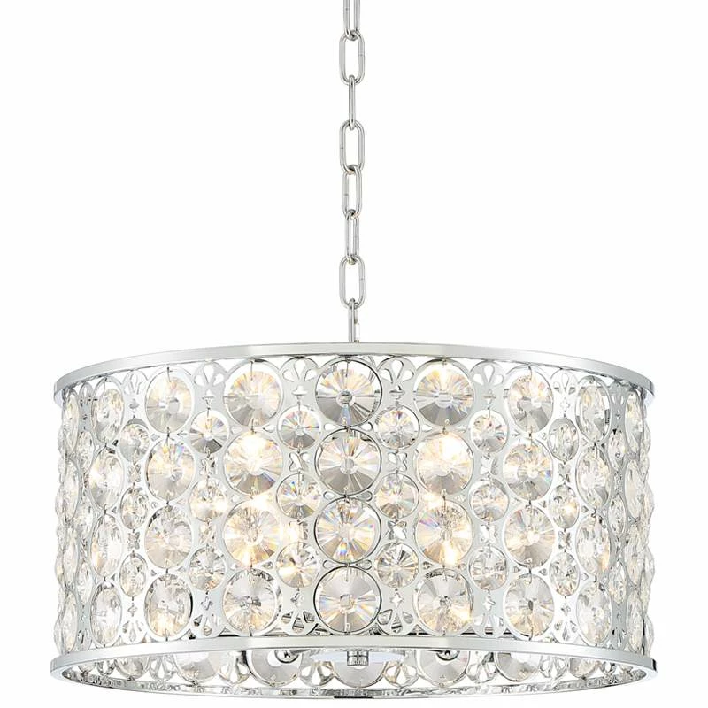 Possini Euro Murphy 19 3/4" Wide Chrome And Crystal Drum Pendant Light 4 Possini Euro Murphy 19 3/4" Wide Chrome And Crystal Drum Pendant Light - Image 2