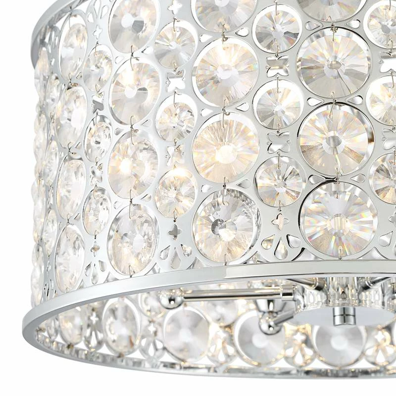 Possini Euro Murphy 19 3/4" Wide Chrome And Crystal Drum Pendant Light 5 Possini Euro Murphy 19 3/4" Wide Chrome And Crystal Drum Pendant Light - Image 3