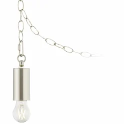 Possini Euro Nickel Plug-In Hanging Swag Chandelier With Clear A15 LED Bulb