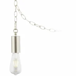 Possini Euro Nickel Plug-In Hanging Swag Chandelier With Edison LED Bulb