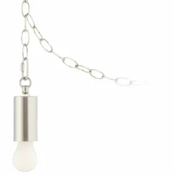 Possini Euro Nickel Plug-In Swag Chandelier With Frosted A15 LED Bulb