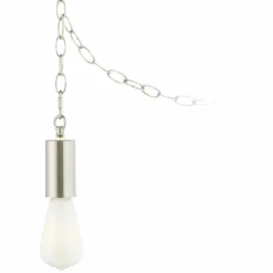 Possini Euro Nickel Plug-In Swag Chandelier With Milky ST21 LED Bulb
