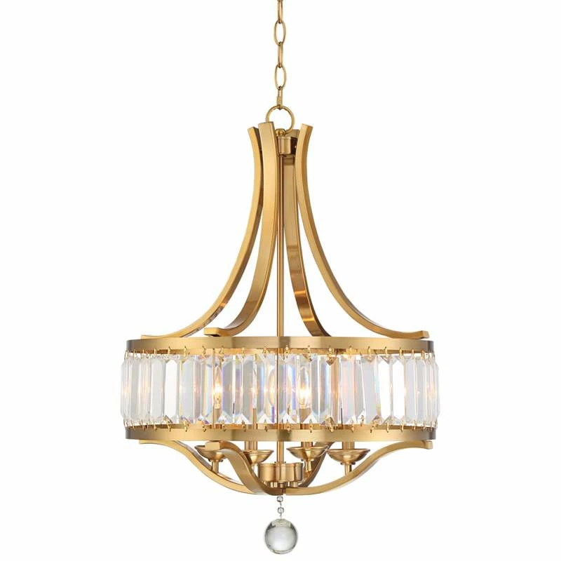Possini Euro Prava 21 1/2" Wide Brass 4-Light Crystal Chandelier 5 Possini Euro Prava 21 1/2" Wide Brass 4-Light Crystal Chandelier - Image 3
