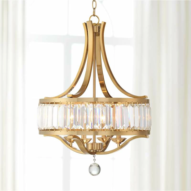 Possini Euro Prava 21 1/2" Wide Brass 4-Light Crystal Chandelier 4 Possini Euro Prava 21 1/2" Wide Brass 4-Light Crystal Chandelier - Image 2