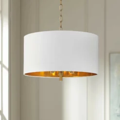Possini Euro Rochelle 20" Wide White Drum 4-Light Pendant Light