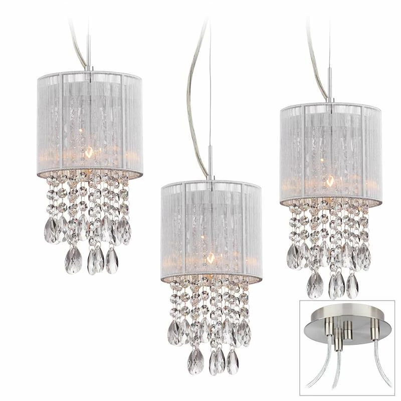 Possini Euro Silver Line Brushed Nickel 3-Light Swag Pendant 3 Possini Euro Silver Line Brushed Nickel 3-Light Swag Pendant