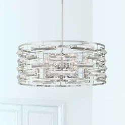 Possini Euro Smart 20" Wide Nickel And Crystal Modern Pendant Light
